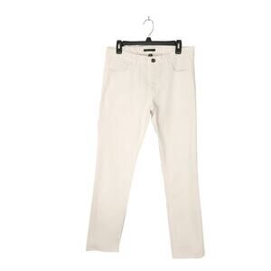 Theory Women's White Button Fly Straight Leg Jeans